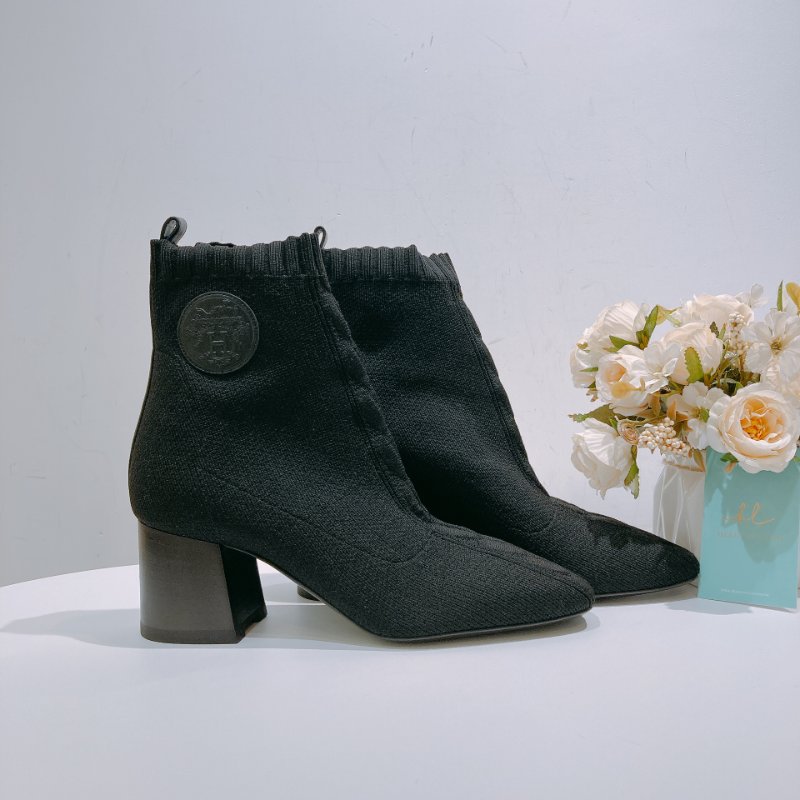 TW4598 Hermes愛馬仕 襪筒靴 黑色 6cm高跟 Volver 60 Ankle Boot Black 37Size-5
