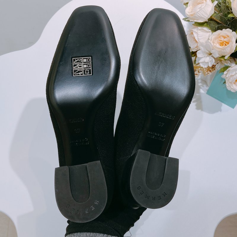 TW4598 Hermes愛馬仕 襪筒靴 黑色 6cm高跟 Volver 60 Ankle Boot Black 37Size-10