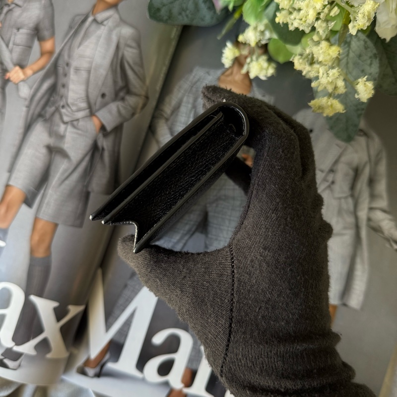 銀色Logo 牛皮厚款二折卡片夾/名片夾(黑色)-4