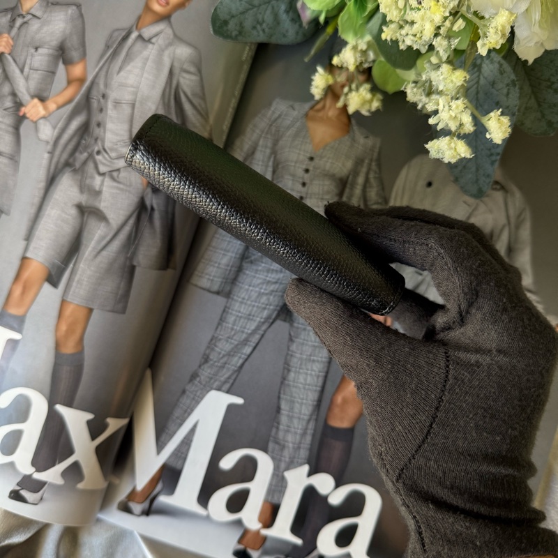 銀色Logo 牛皮厚款二折卡片夾/名片夾(黑色)-6