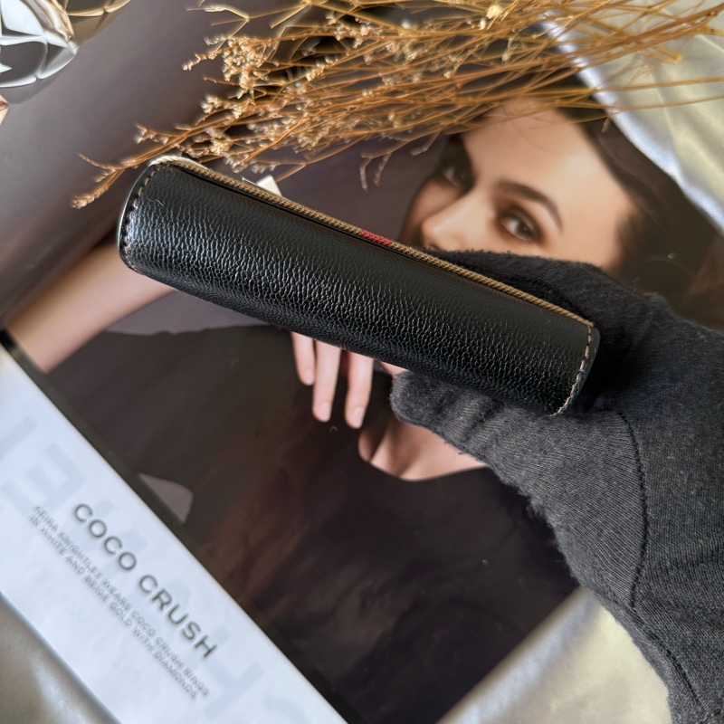 Lancaster 牛皮及帆布格紋三折短夾(黑色/棕色)-5