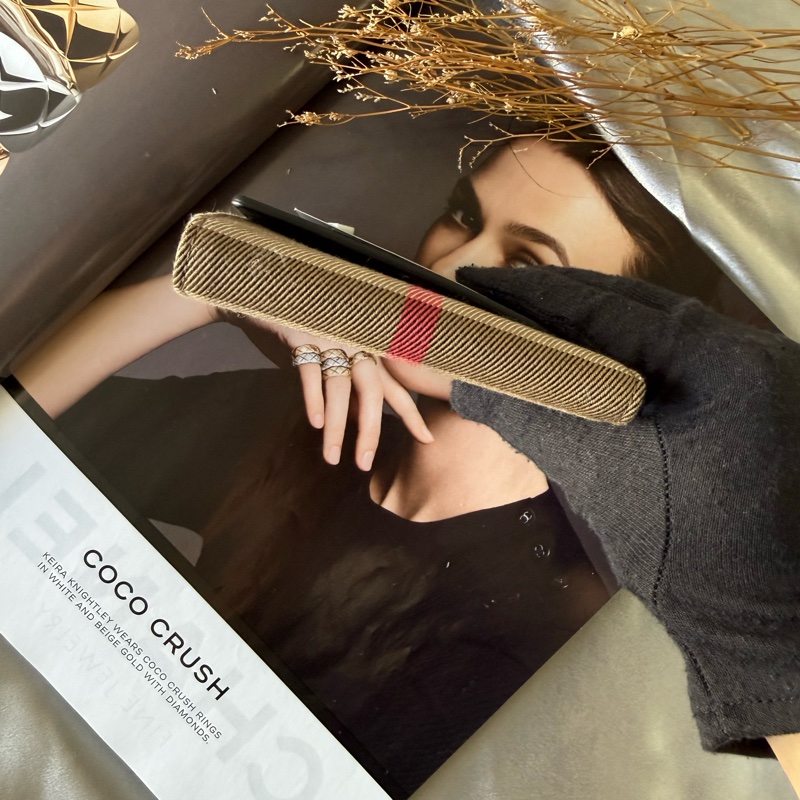 Lancaster 牛皮及帆布格紋三折短夾(黑色/棕色)-9