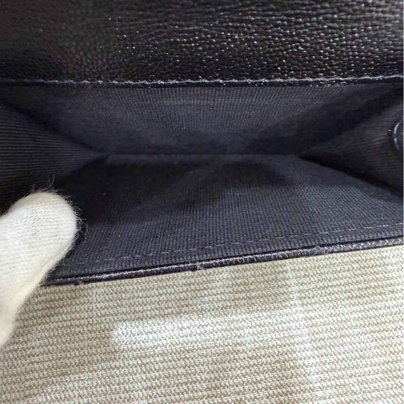 香奈兒 Chanel boy mini 三折短夾荔枝牛皮黑銀-13