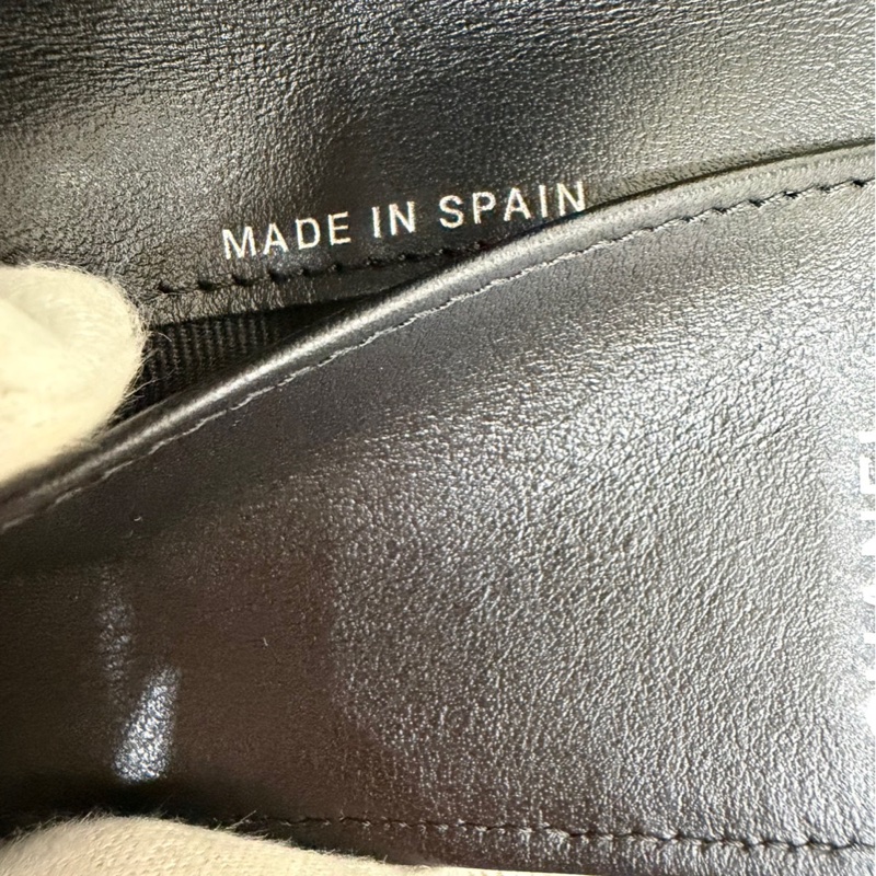 香奈兒 Chanel boy mini 三折短夾荔枝牛皮黑銀-18