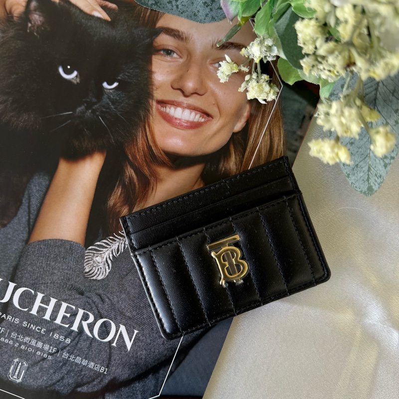 Lola 金字縫線小羊皮4卡名片/卡片夾(黑色)-0