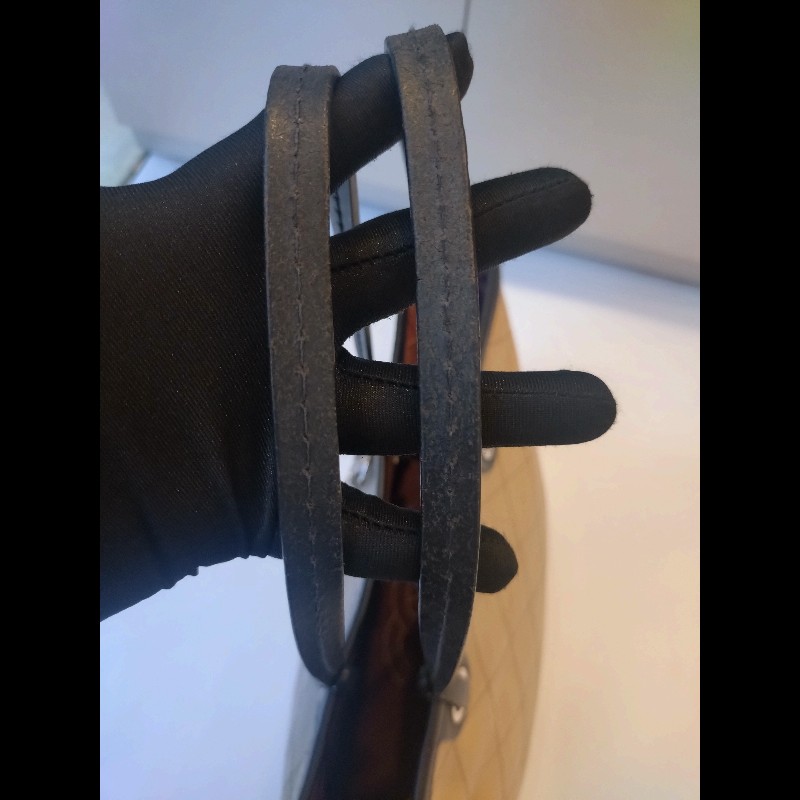 Chanel 黑肩帶淺灰皮革大托特包-20