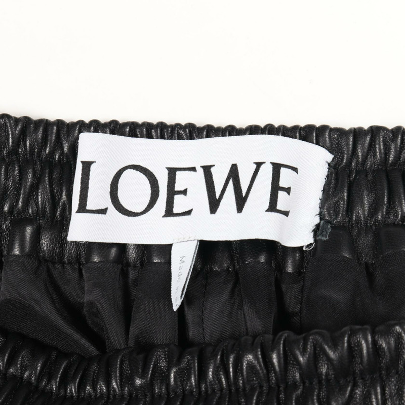 LOEWE Anagram 女士黑色皮革七分褲 #XS 二手-2