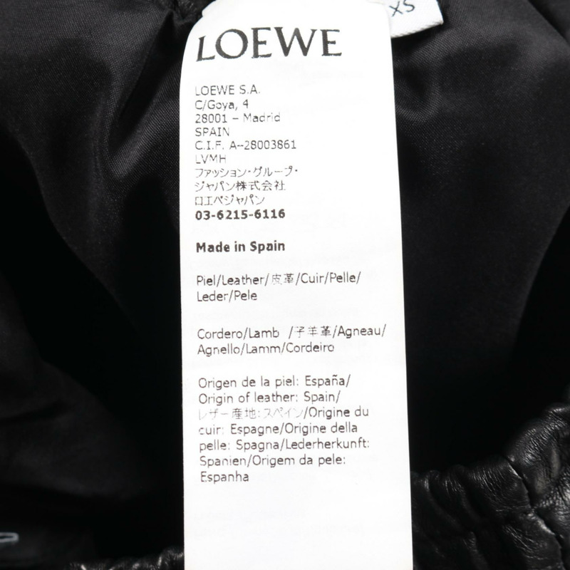 LOEWE Anagram 女士黑色皮革七分褲 #XS 二手-3
