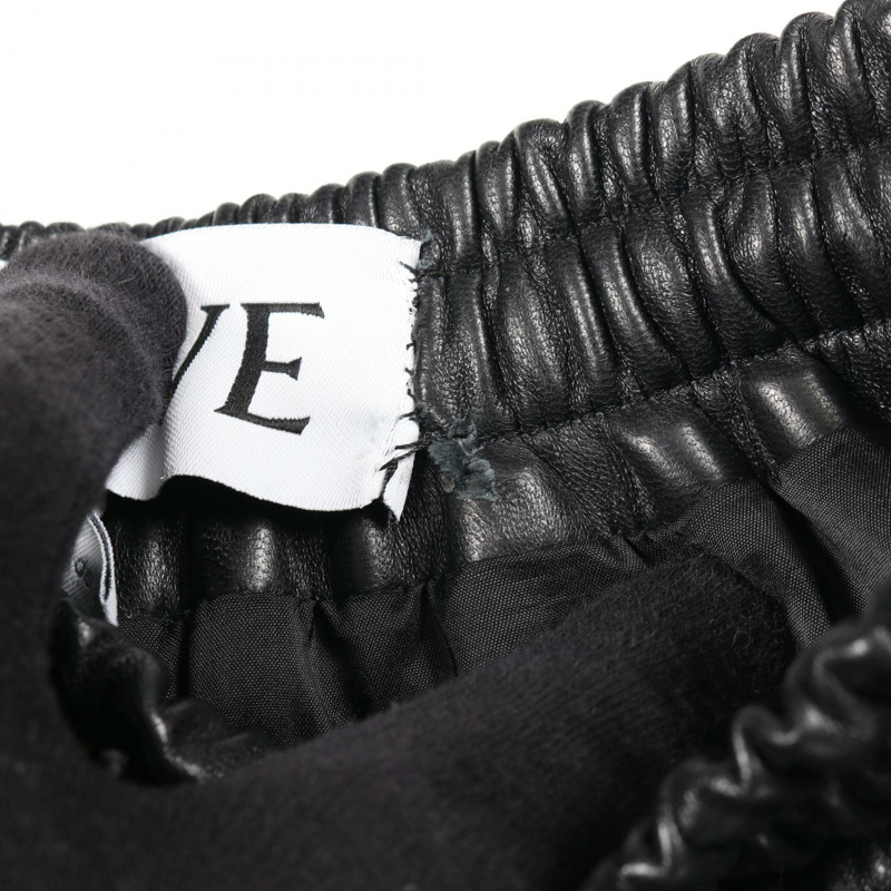 LOEWE Anagram 女士黑色皮革七分褲 #XS 二手-5