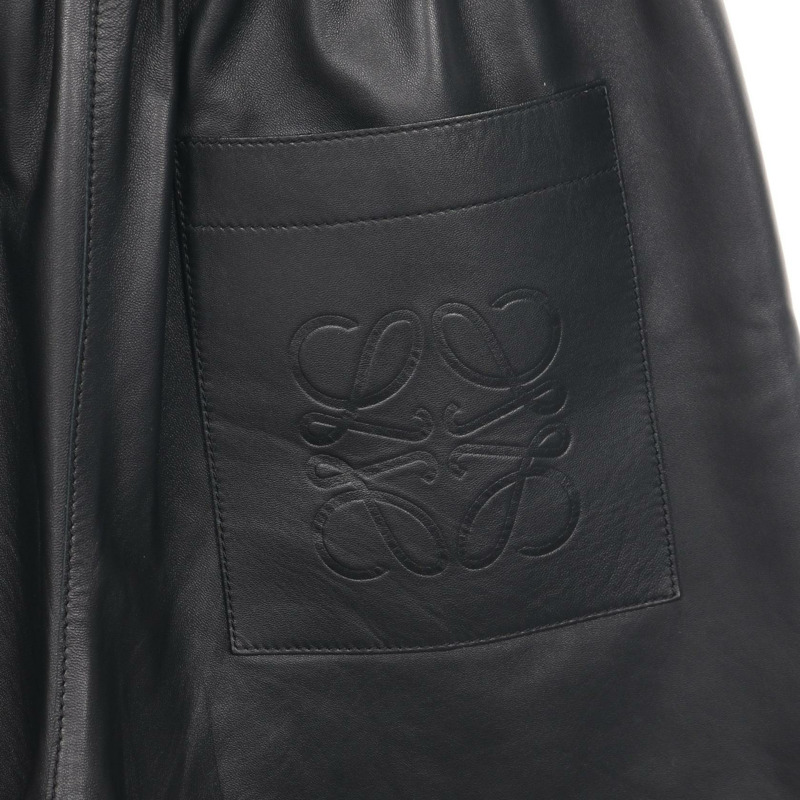LOEWE Anagram 女士黑色皮革七分褲 #XS 二手-6