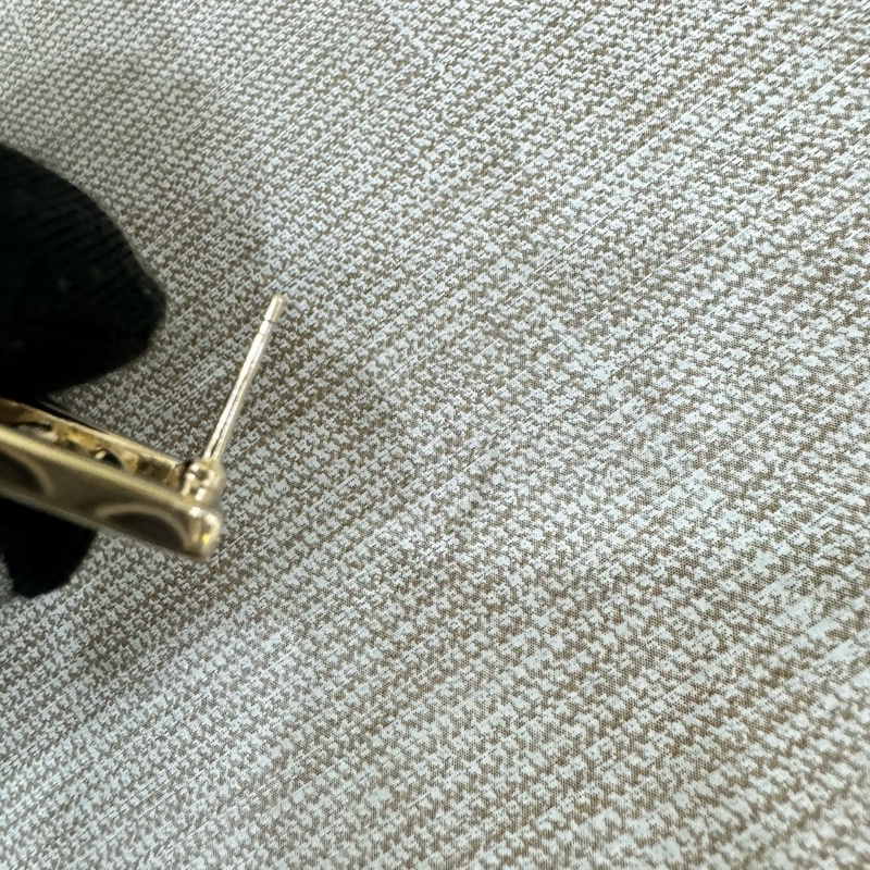 香奈兒 Chanel經典LOGO方形金色水 鑽耳釘 耳環-30