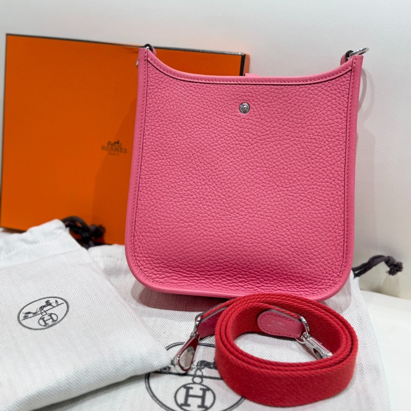 🌈Hermes💗Mini Evelyne💗唇膏粉銀扣🌟99.5新🌟全套有單🌟Stamp W🌟TC皮🌟-3