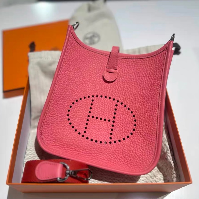 🌈Hermes💗Mini Evelyne💗唇膏粉銀扣🌟99.5新🌟全套有單🌟Stamp W🌟TC皮🌟-8