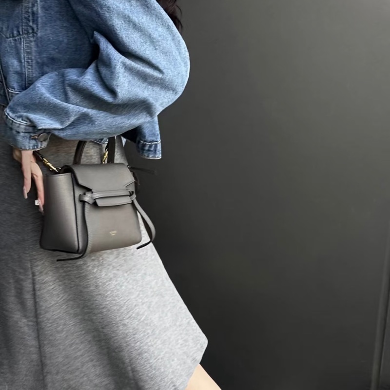 「JL精品代購」98新 Celine Belt Pico 灰鯰魚包-1