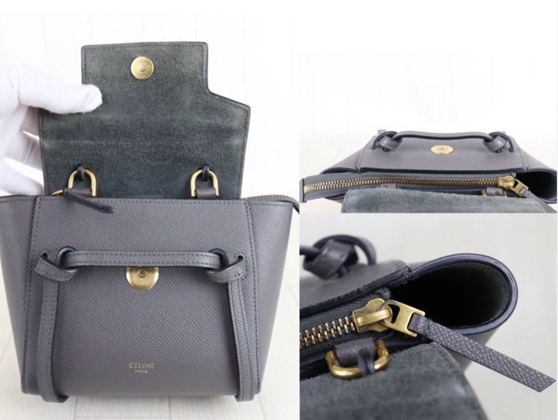 「JL精品代購」98新 Celine Belt Pico 灰鯰魚包-8