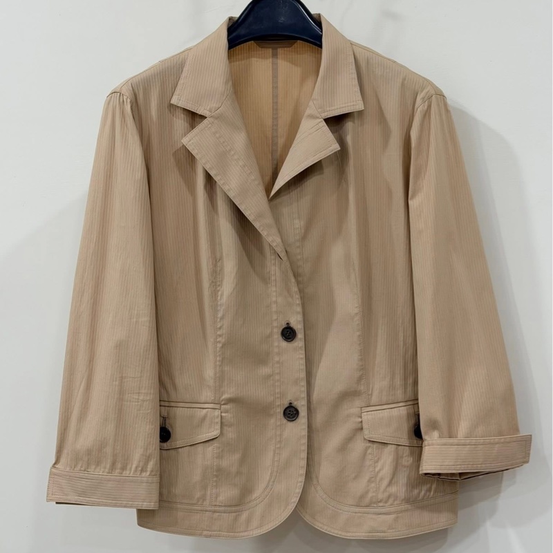 BURBERRY 倫敦 直條紋彈性西裝外套(內格紋）-0