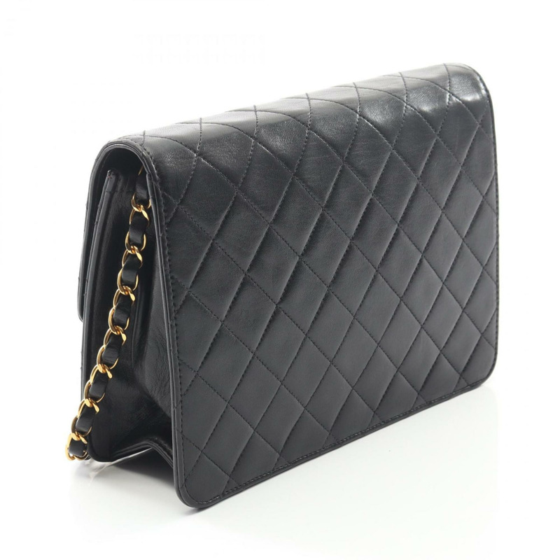 香奈兒 (CHANEL) Matelasse 單蓋單肩包，羊皮材質，黑色-1