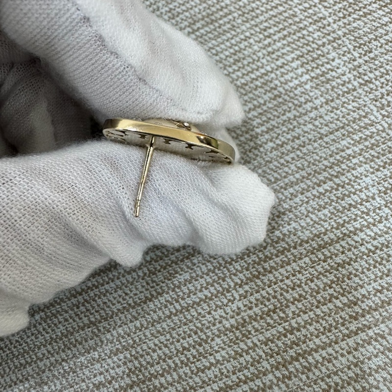 Chanel 宮廷風菱形雙C LOGO 満鑽耳釘耳環-15