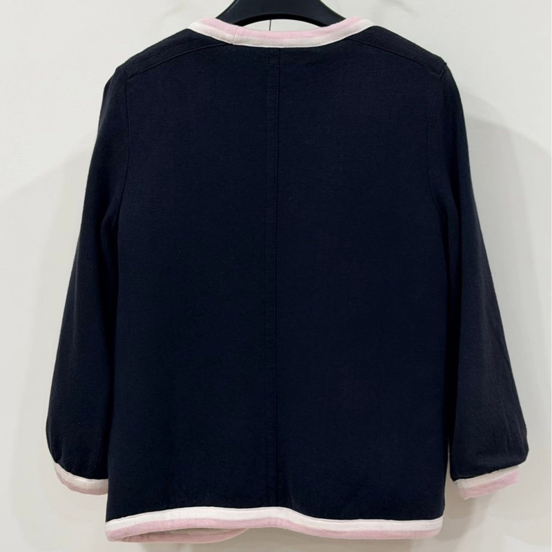 MARC BY MARC JACOBS 黑色粉邊羊羔絨針織開襟衫 厚款-3