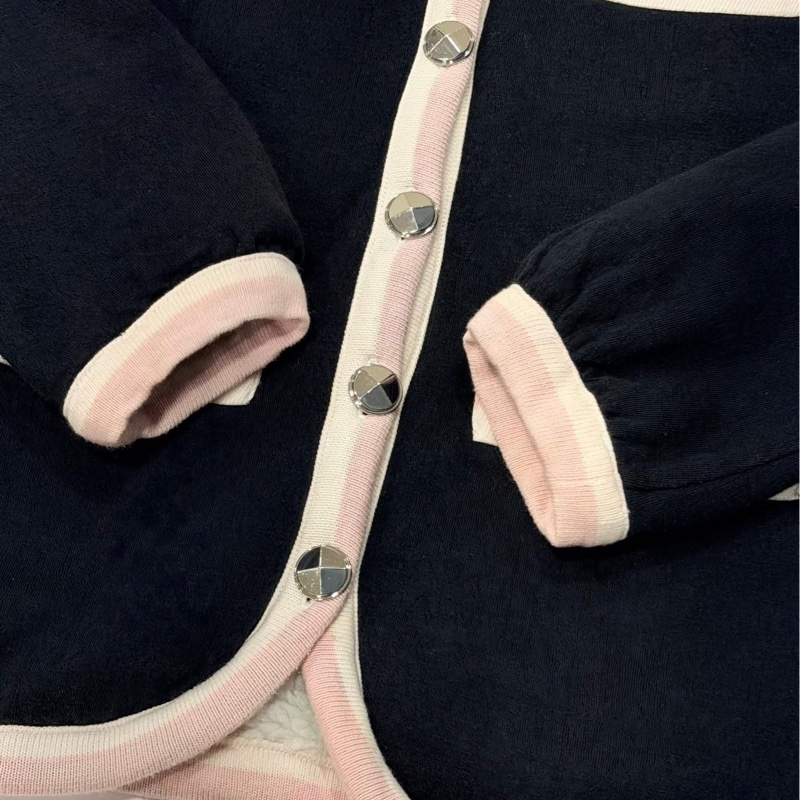 MARC BY MARC JACOBS 黑色粉邊羊羔絨針織開襟衫 厚款-6