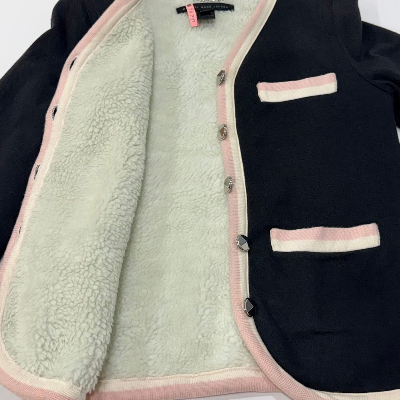 MARC BY MARC JACOBS 黑色粉邊羊羔絨針織開襟衫 厚款-7