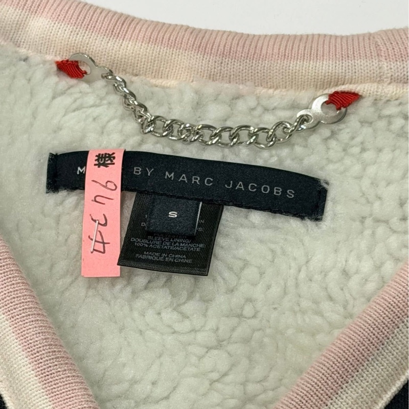 MARC BY MARC JACOBS 黑色粉邊羊羔絨針織開襟衫 厚款-8