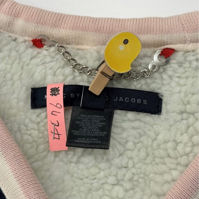 MARC BY MARC JACOBS 黑色粉邊羊羔絨針織開襟衫 厚款-9