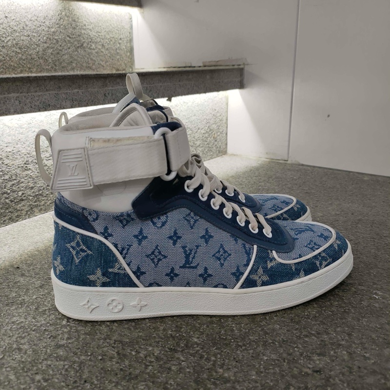 LV/路易威登 高幫板鞋 95新Boombox Monogram 帆布 丹寧布 高幫 時尚板鞋 女款 牛仔37.5碼-2