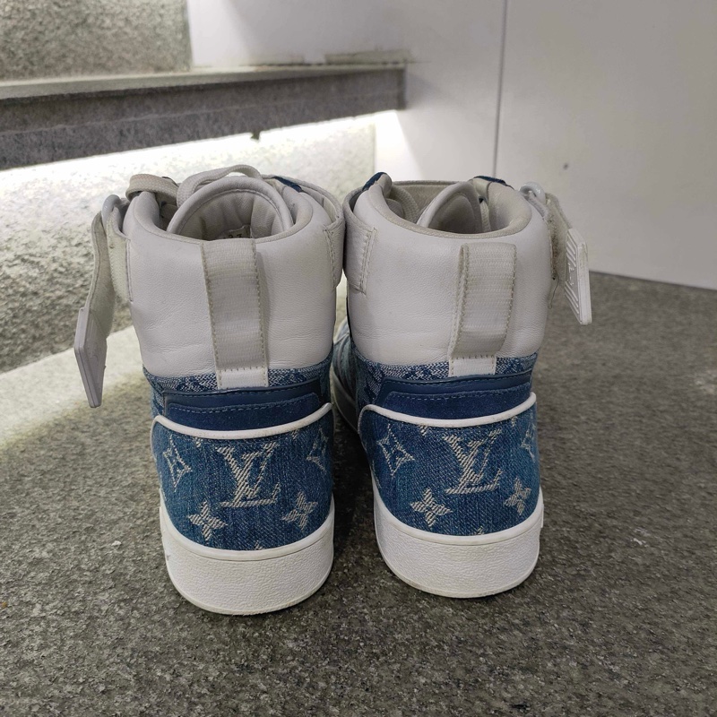 LV/路易威登 高幫板鞋 95新Boombox Monogram 帆布 丹寧布 高幫 時尚板鞋 女款 牛仔37.5碼-4