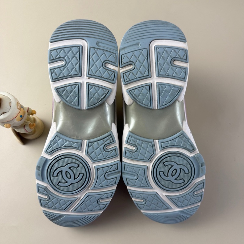 CHANEL/香奈兒 馬卡龍雙C系帶休閒鞋 35.5碼 99新 品相不錯 YLP425-5