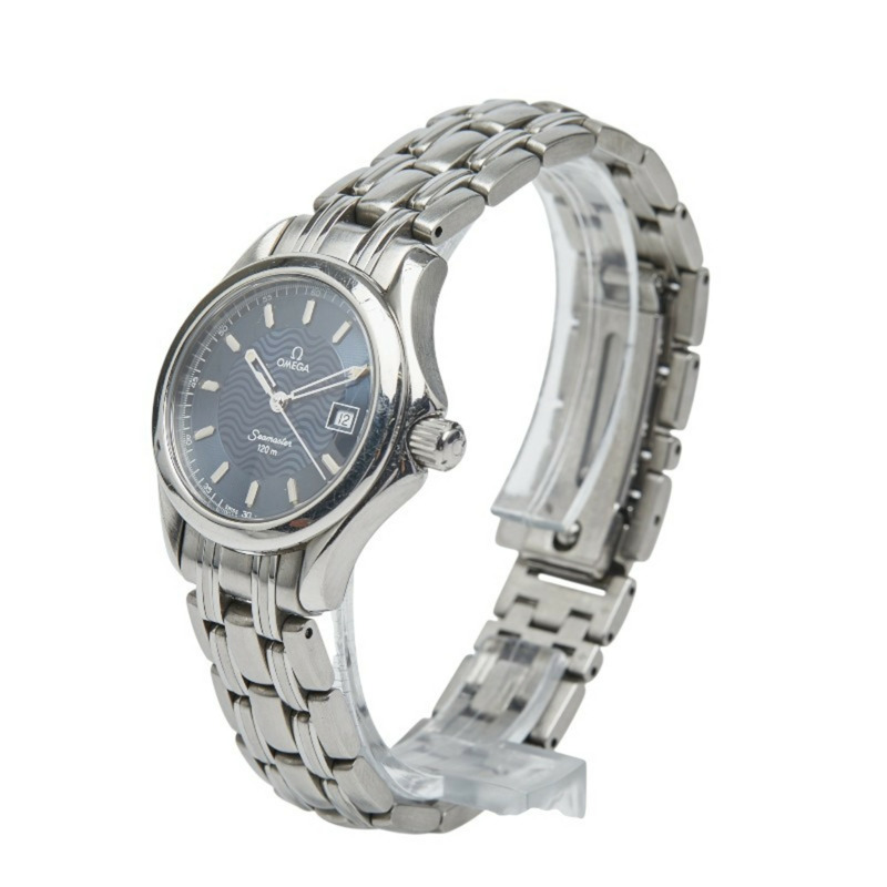 歐米茄海馬系列腕錶 6501 827 石英藍盤不鏽鋼女錶-1