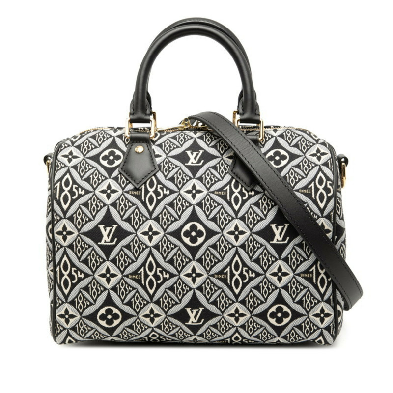 路易威登 Monogram Jacquard Speedy Bandouliere 25 Since 1854 手提包/肩背包 2WAY M45769 黑色帆布皮革 女士 LOUIS VUITTON-0