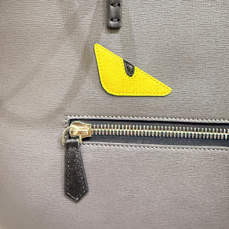 Fendi 怪獸托特包 可肩背 灰色 不重 好-2