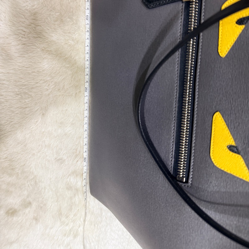 Fendi 怪獸托特包 可肩背 灰色 不重 好-11