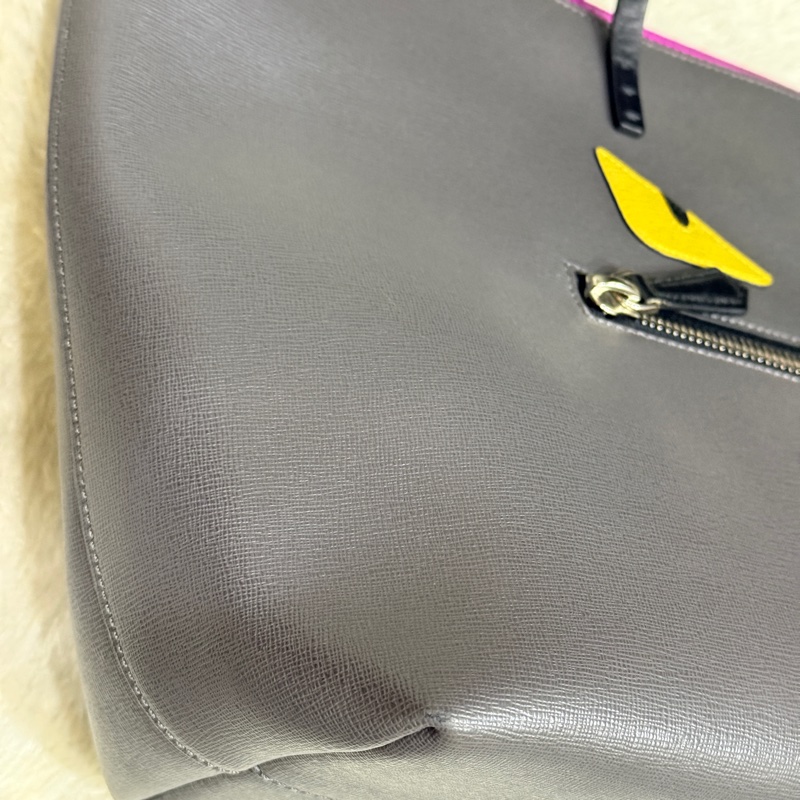 Fendi 怪獸托特包 可肩背 灰色 不重 好-22