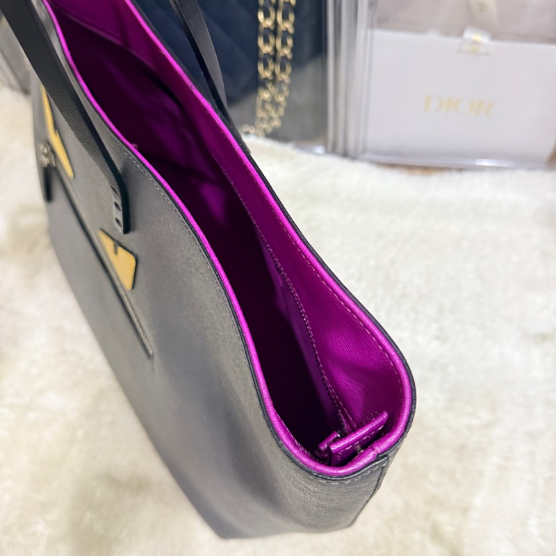 Fendi 怪獸托特包 可肩背 灰色 不重 好-30