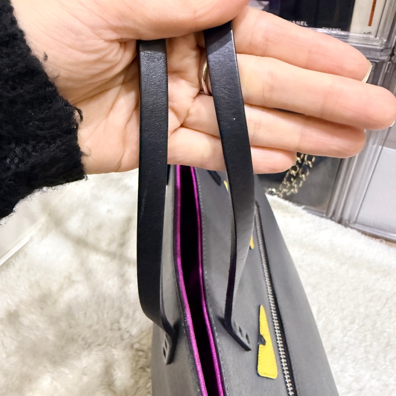 Fendi 怪獸托特包 可肩背 灰色 不重 好-35