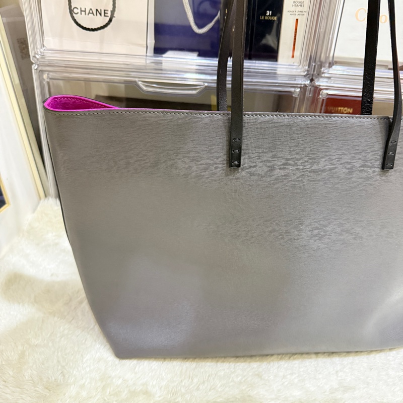 Fendi 怪獸托特包 可肩背 灰色 不重 好-38
