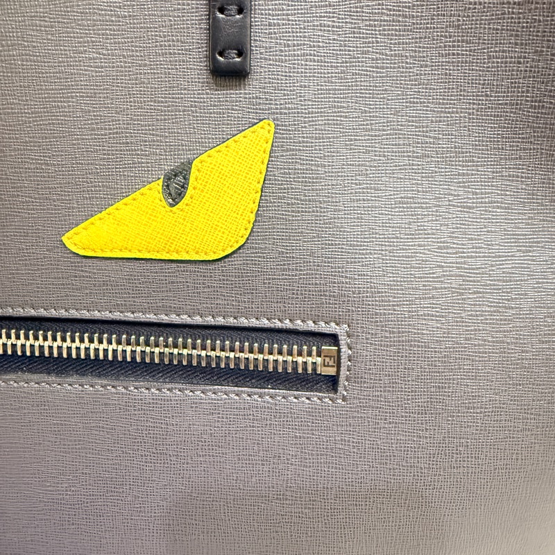 Fendi 怪獸托特包 可肩背 灰色 不重 好-40