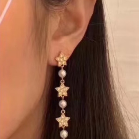 Chanel 香奈兒長款 五角星⭐️ 星星流蘇耳環