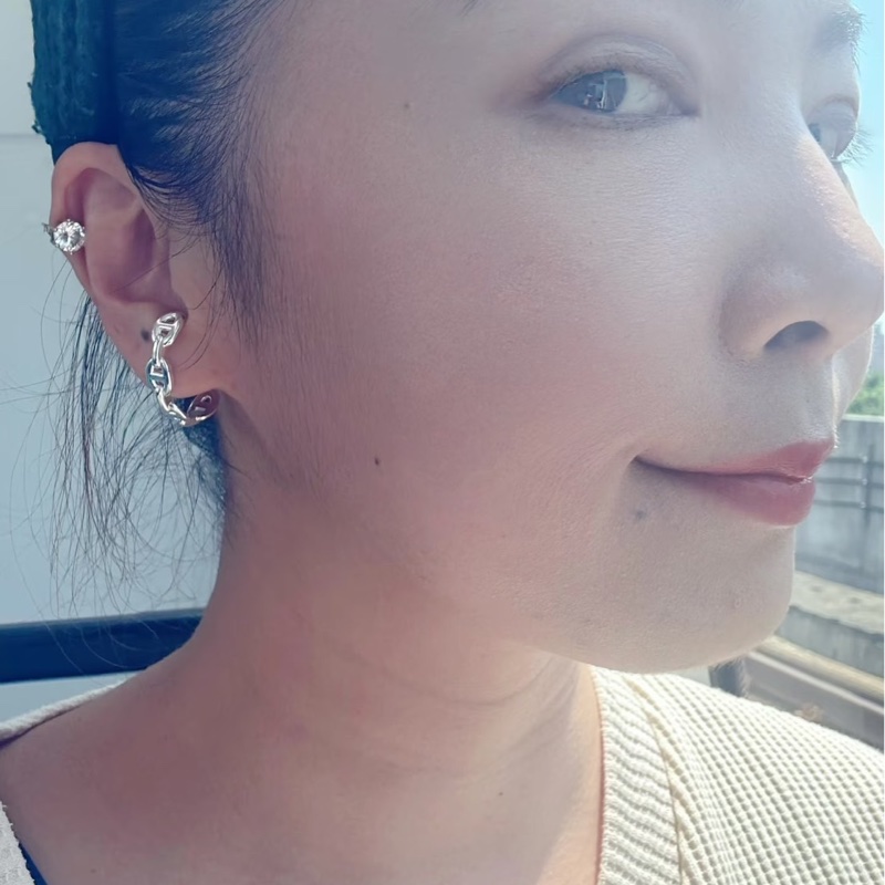 愛馬仕半圈豬鼻耳環925純銀-1