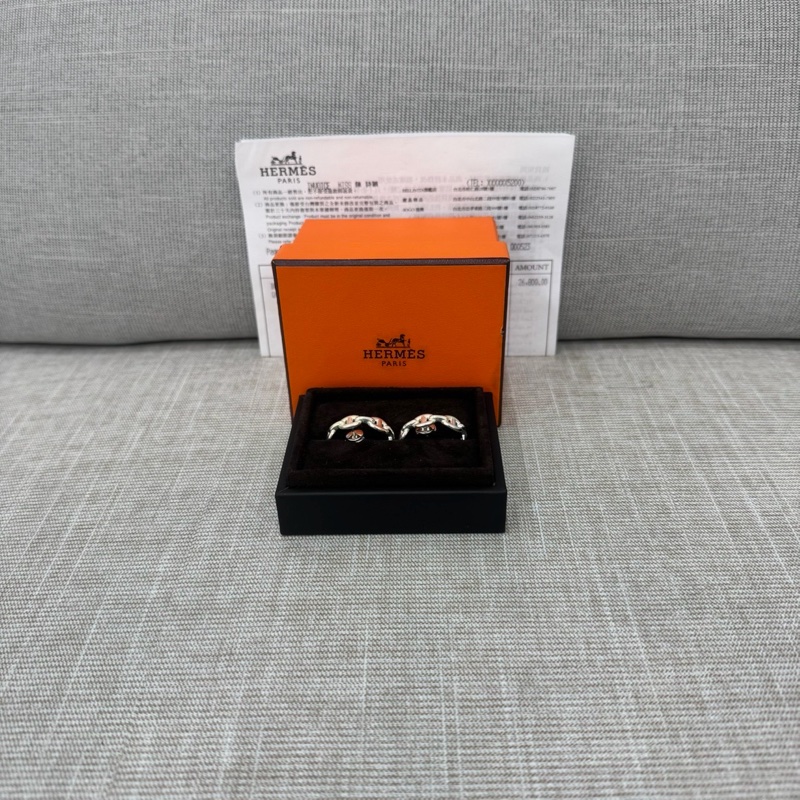 愛馬仕半圈豬鼻耳環925純銀-2