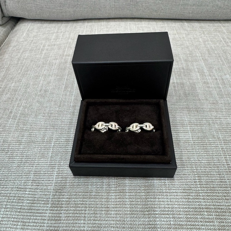 愛馬仕半圈豬鼻耳環925純銀-6