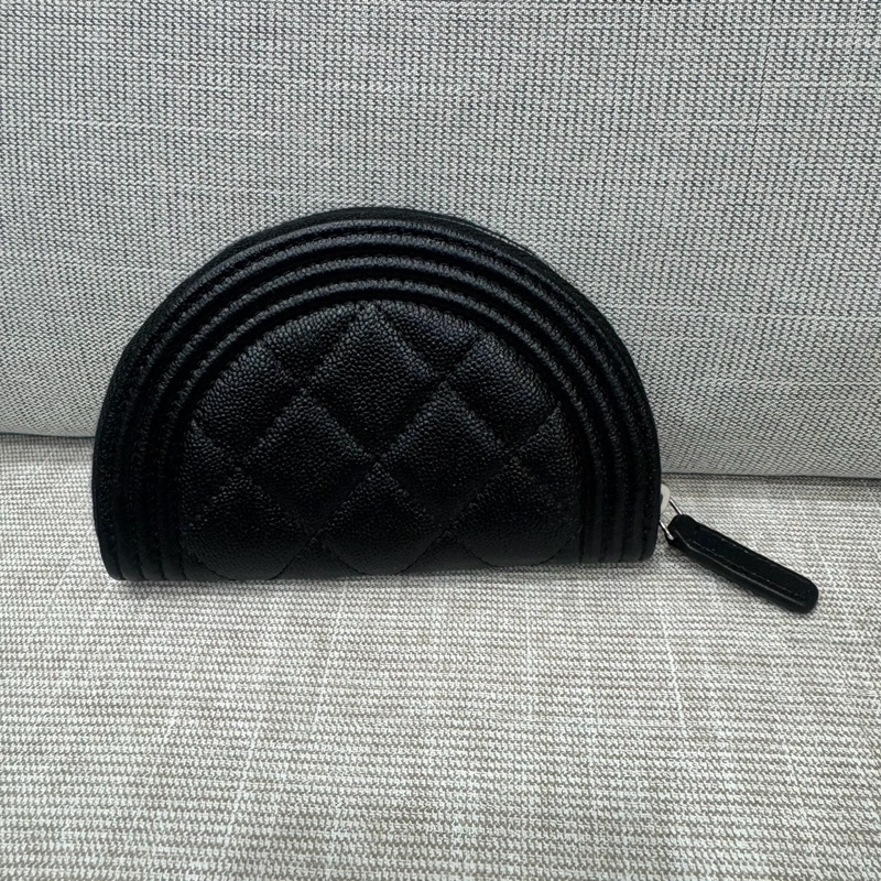 Chanel Boy 月亮零錢包 經典菱格紋 復古銀扣-5