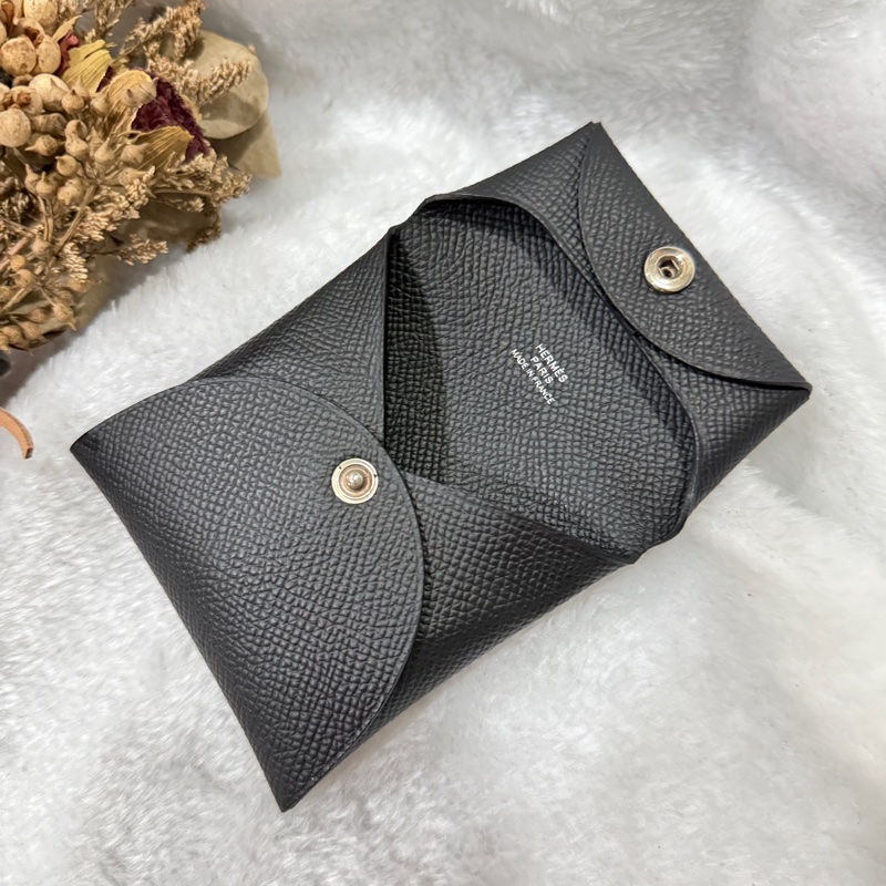 愛馬仕零錢包 Bastia 牛皮 黑色 經典款方型錢包 HERMÈS-1