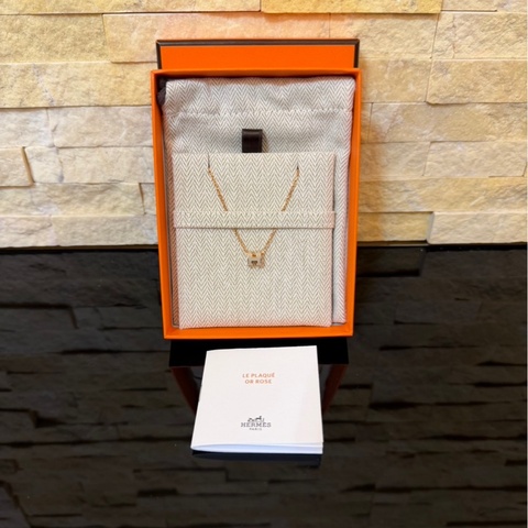 愛馬仕popH mini項鍊 玫瑰金奶茶色