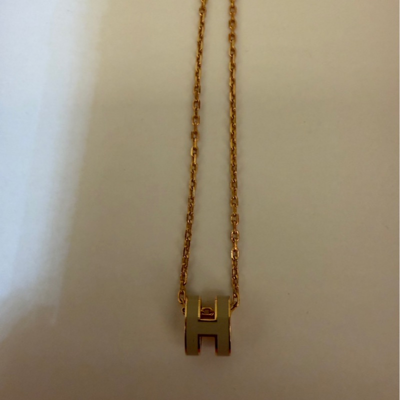 愛馬仕popH mini項鍊 玫瑰金奶茶色-6