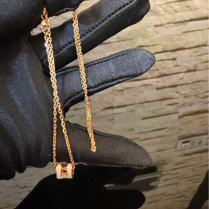 愛馬仕popH mini項鍊 玫瑰金奶茶色-16