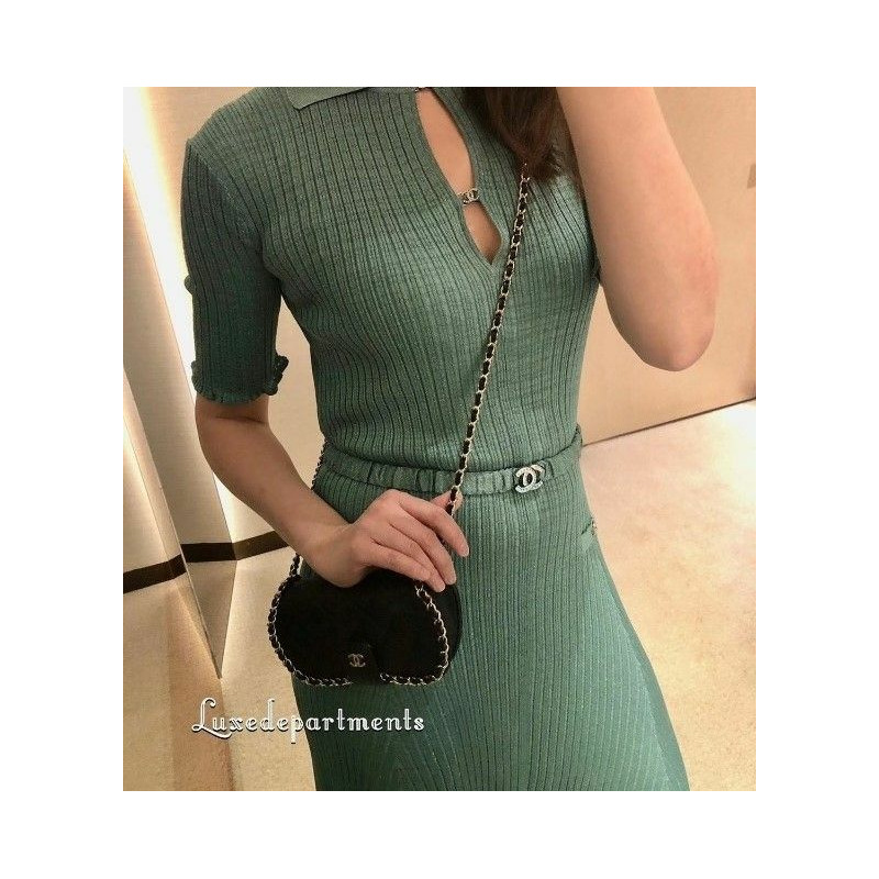 CHANEL 經典魚子醬黑色香巴拉鏈條包太陽眼鏡盒，可拆卸肩帶-6