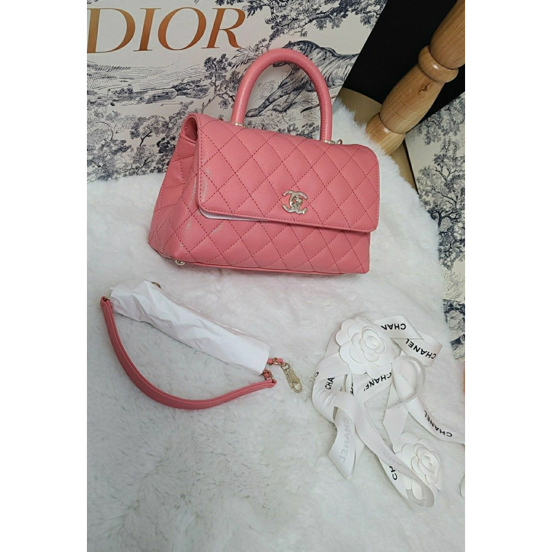 CHANEL 可可手柄小粉牛奶粉魚子醬絎縫香巴拉-4